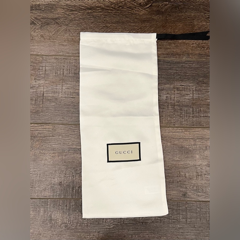 Gucci White Satin Dust Bag with Black Drawstring